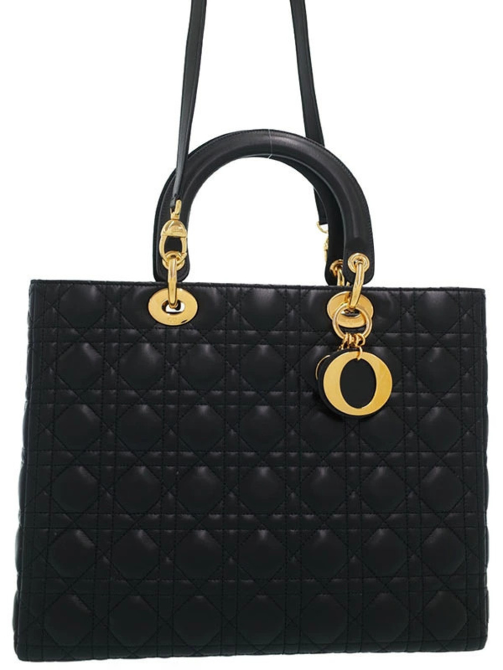 Christian Dior Lady Dior Bag Cannage Lambskin Black